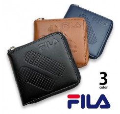 3色 FILA（フィラ）ドットロゴ型押し ラウンドファスナー 2つ折り財布 ウォレット（61fl52）「新作」